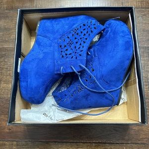 Wild Diva Blue Suede Booties